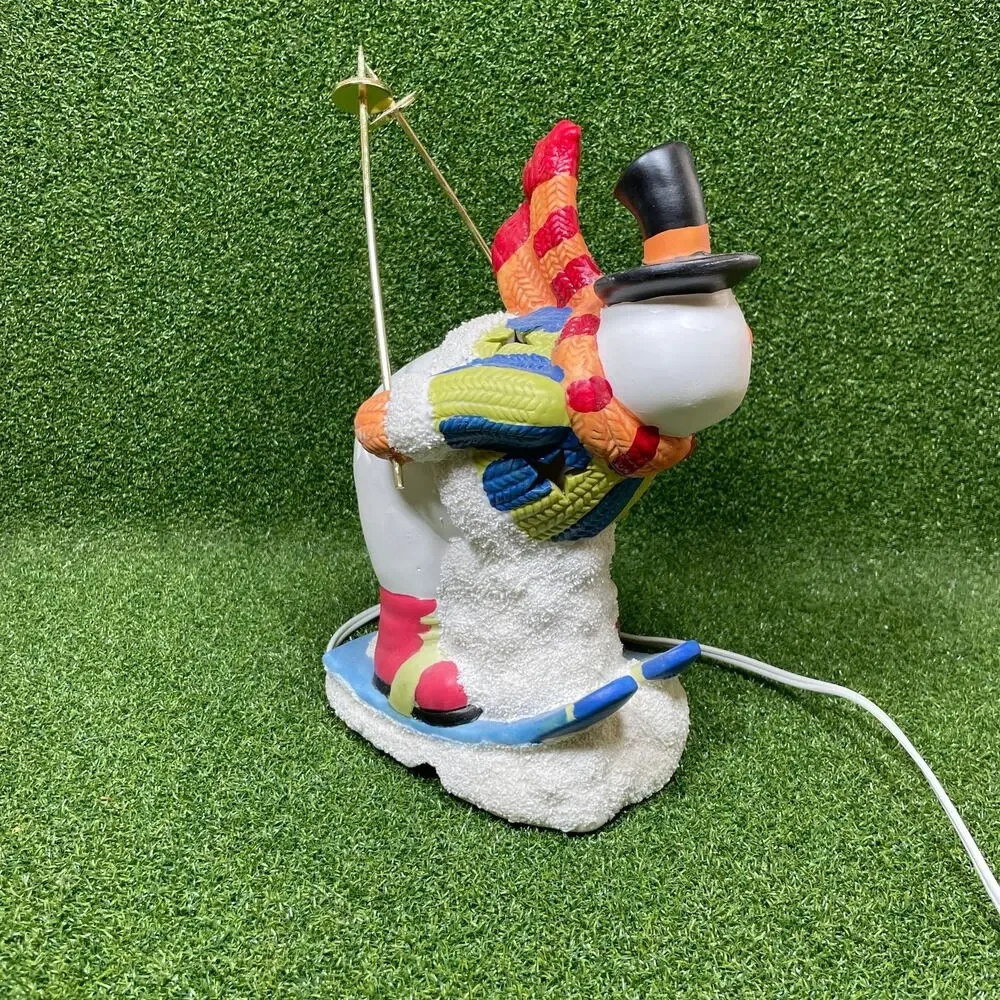 Vintage International Bazaar Snowman on Skis Ceramic Night Light Tested